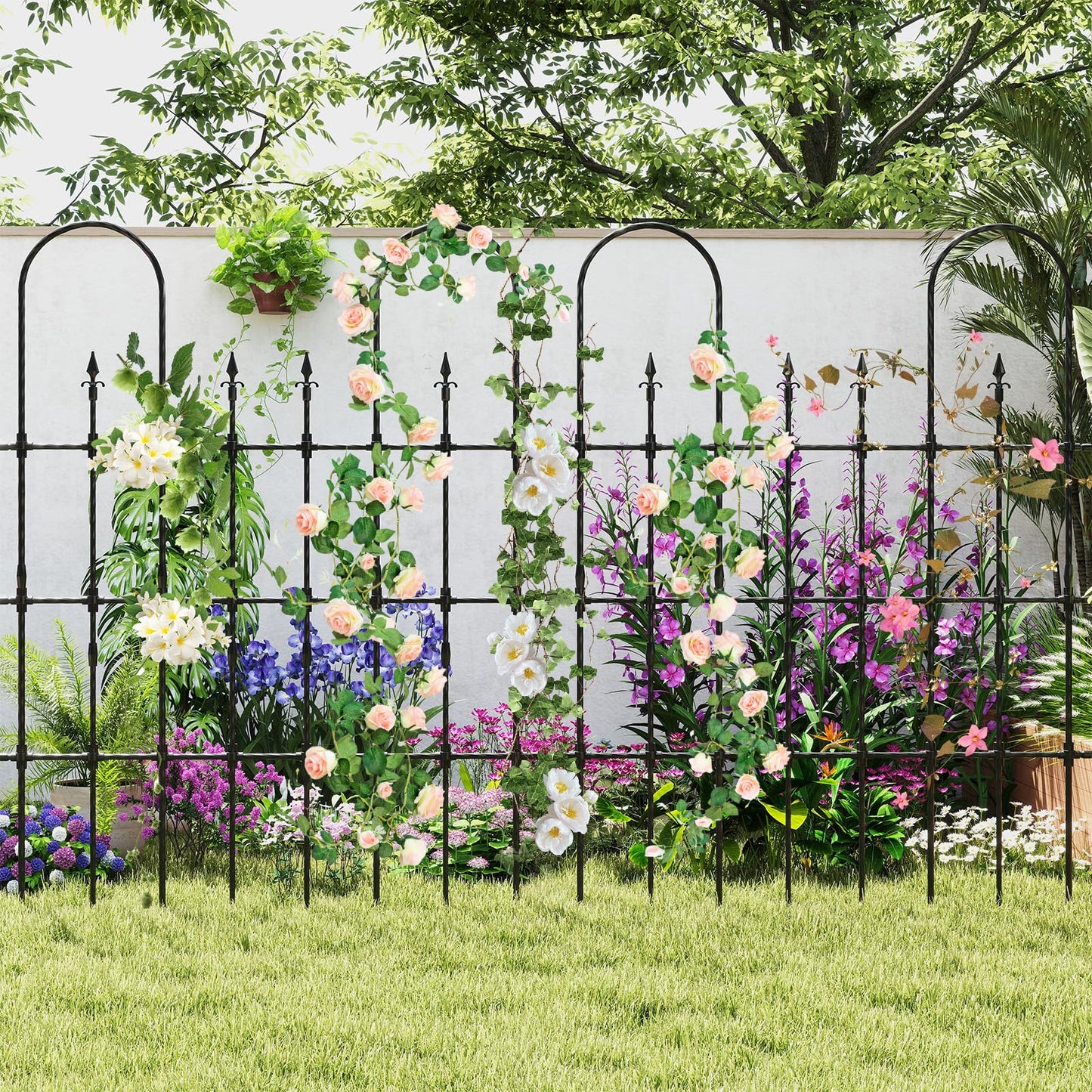Byroce Garden Trellis for Climbing Plants Outdoor, 73” Garden Arch Trellis with Non-Rust Metal Pipes, Decorative Cucumber Trellis Climbing Support for Various Vegetables & Flowers Vine in Yard, Lawn