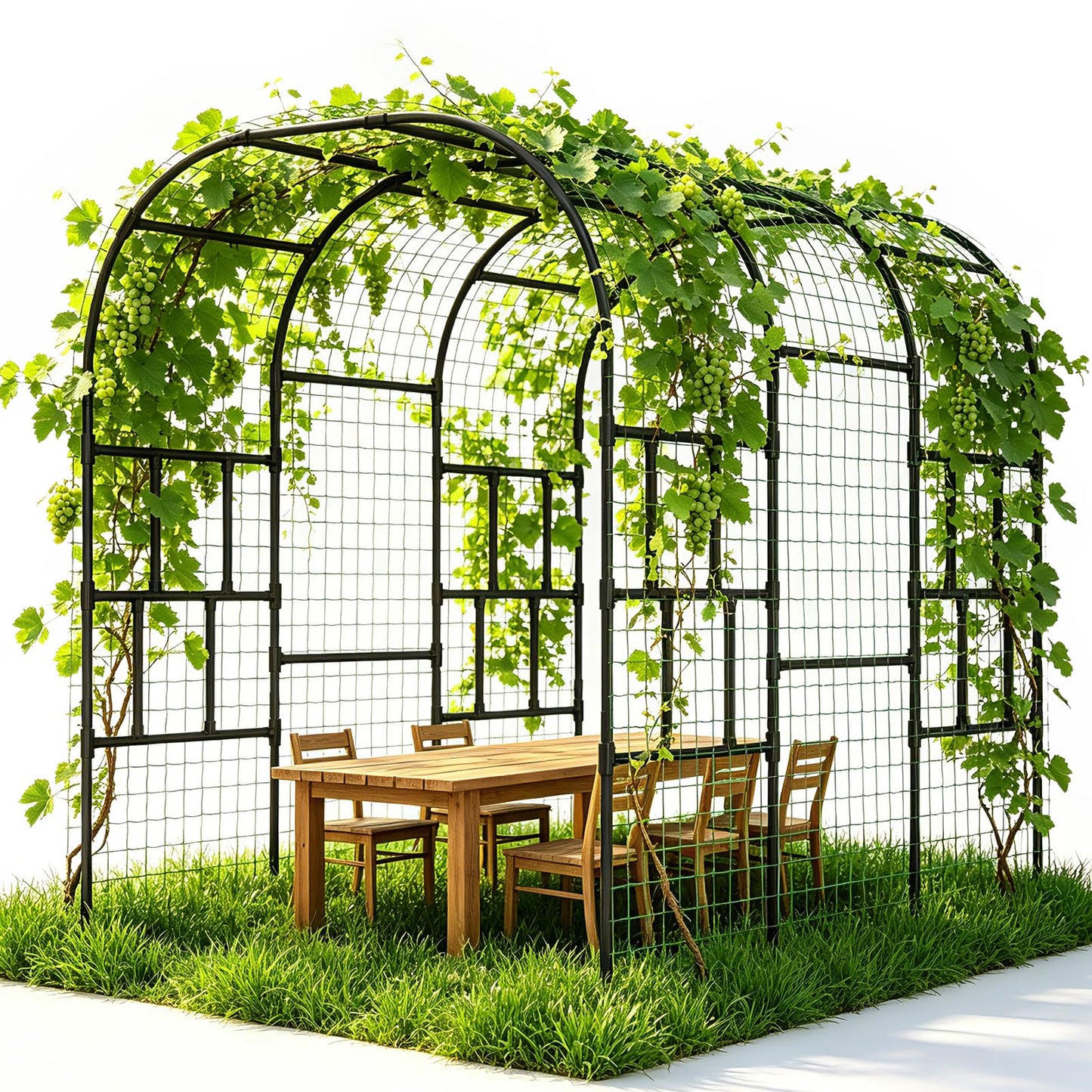 DoCred Garden Arch Trellis, 87in H x 118in L Large Garden Arbor Trellis for Climbing Plants Outdoor Plant Support for Cucumber Grape Vine,Tall Metal Gardens Archway for Lawn Party Ceremony