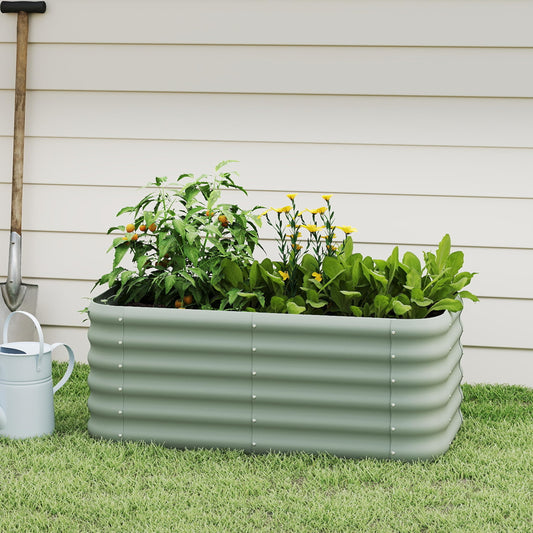 Galvanized Raised Garden Bed, Outdoor Planter Bed, Metal Planter Box for Gardening and Planting,4x2x1.5ft, Light Green