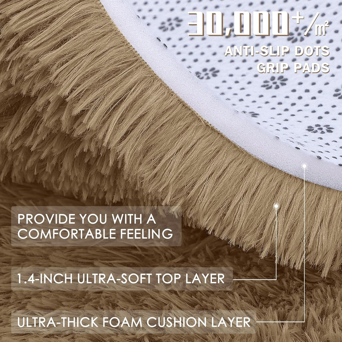 OLANLY Large Area Rug - Soft Fluffy Shaggy Carpet for Living Room & Bedroom | 8x10 Taupe Indoor Decor