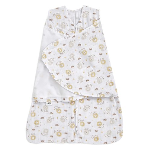 HALO 100% Cotton Sleepsack Swaddle - 3-Way Adjustable Wearable Blanket, TOG 1.5, Lions, Small (3-6 Months)