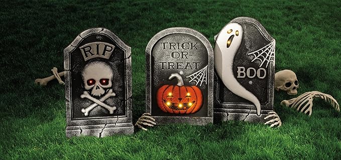 Mud Pie Halloween Ghost LED Light up Tombstone Decor