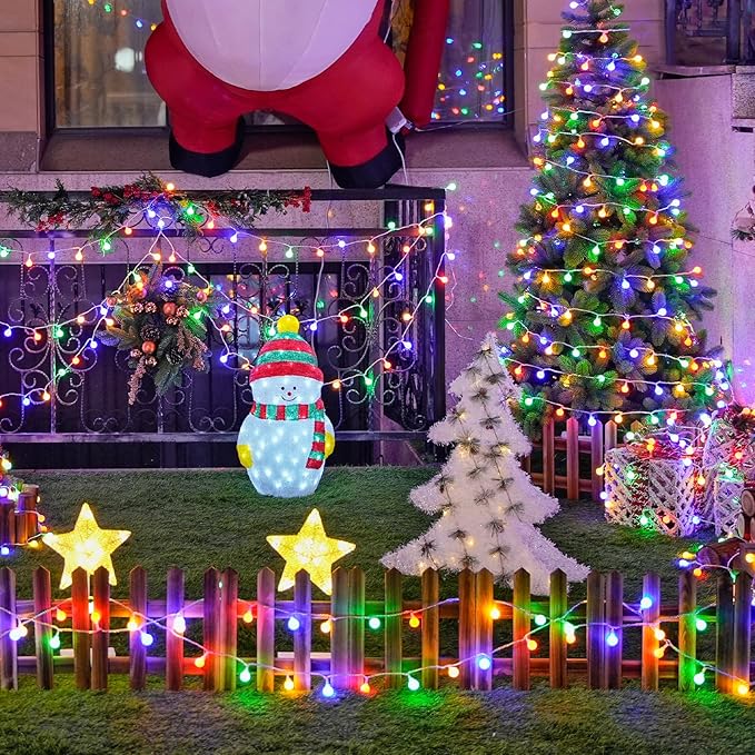 JMEXSUSS 100 LED Battery Operated Christmas Lights Indoor Outdoor Waterproof, 33ft Battery Powered Globe String Lights with Remote, Fairy Lights for Bedroom Party Christmas Decoration (Multi-Color)