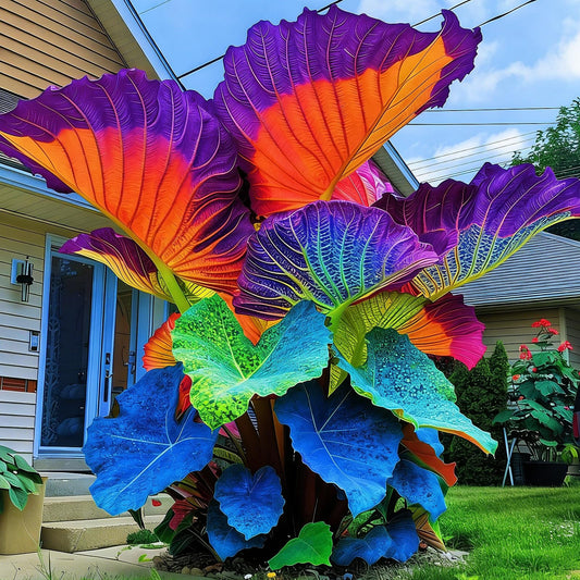 FEWSDVBX Giant Tropical Elephant Ear for Planting - Mix Color, Easy Growing Ornamental Foliage, Perfect for Outdoor Gardens (8)