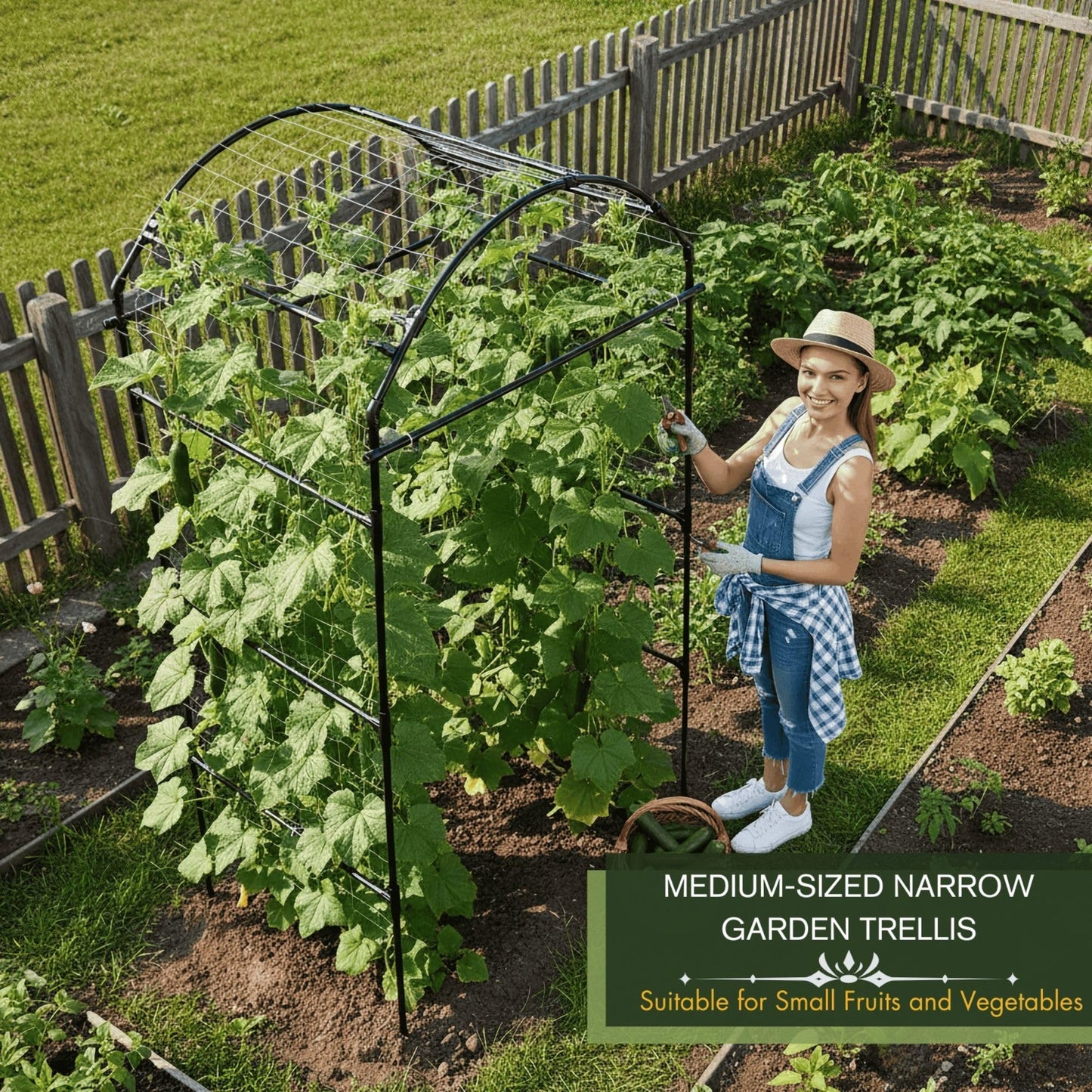 BAXAM 79" Garden Trellis Arch for Climbing Plants – Tall Outdoor Metal Trellis for Vegetables, Peas, Tomatoes,﻿ Cucumber Trellis Arch & Vertical Garden Climber Plant Support for Vine Plants