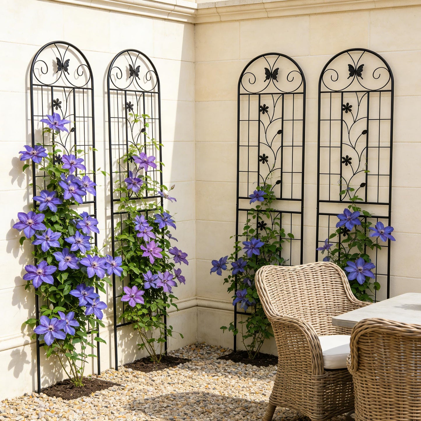 2 Pack Metal Garden Trellis 86.7" x 19.7", Rustproof Plant Support for Climbing Plants, Outdoor Flower Support for Vines Roses Vegetables, Easy Assembly, Black