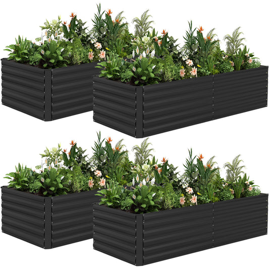 NAVINE 8x4x2 ft Outdoor Raised Garden Bed, Large Metal Planter Raised Beds, Planters for Outdoor Plants for Vegetables, Flowers, Herbs, Fruits, and Succulents.(4 Pcs)