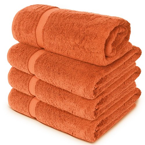 Chakir Turkish Linens | Hotel & Spa Quality 100% Cotton Luxury Turkish Towels | Soft & Absorbent (30x60 Inches Extra Large Bath Towels, Set of 4 - Coral)
