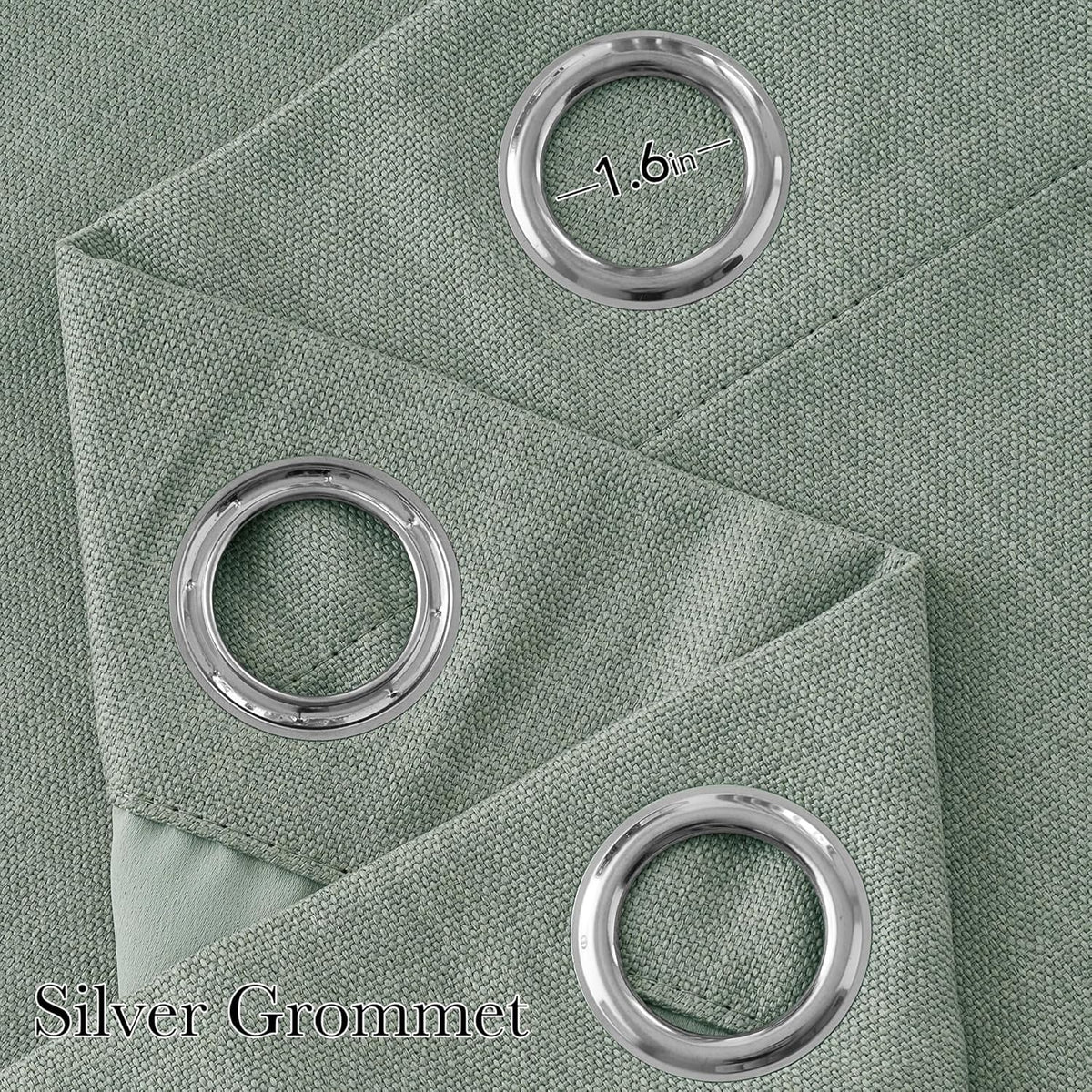 NICETOWN Sage Green Blackout Curtains - 63-Inch Faux Linen Privacy Panels for Living Room & Kitchen | 2 Grommet Top Panels