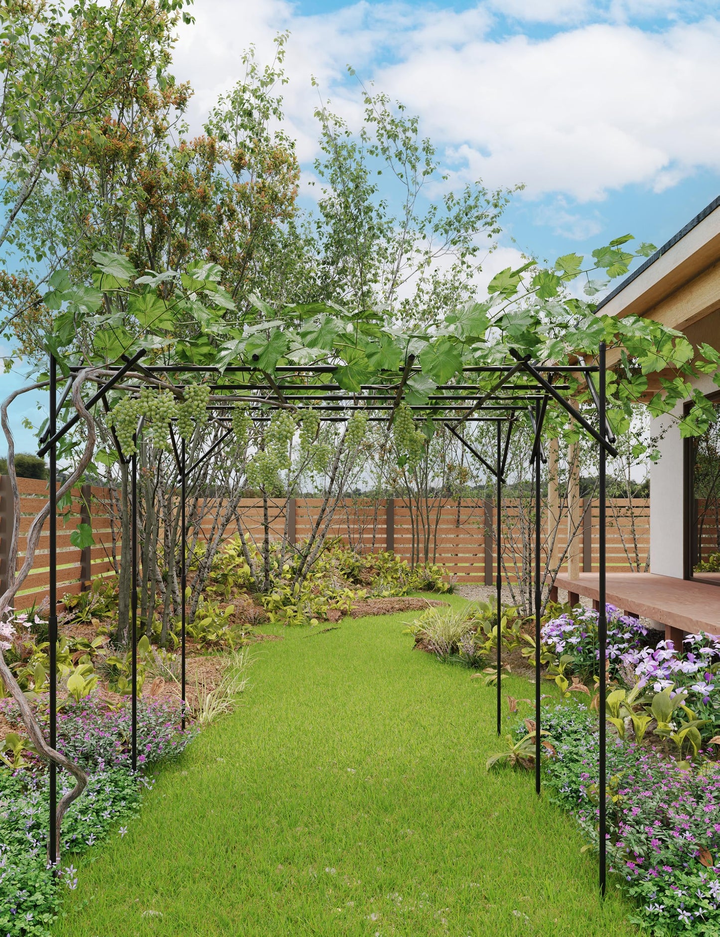 79.53" Metal Garden Arch Trellis, Dome/Flat Top Climbing Plant Support Arbor, Heavy Duty 20mm Steel Grape Trellis for Vine, Flower, Wedding Ceremony & Outdoor Garden Decor