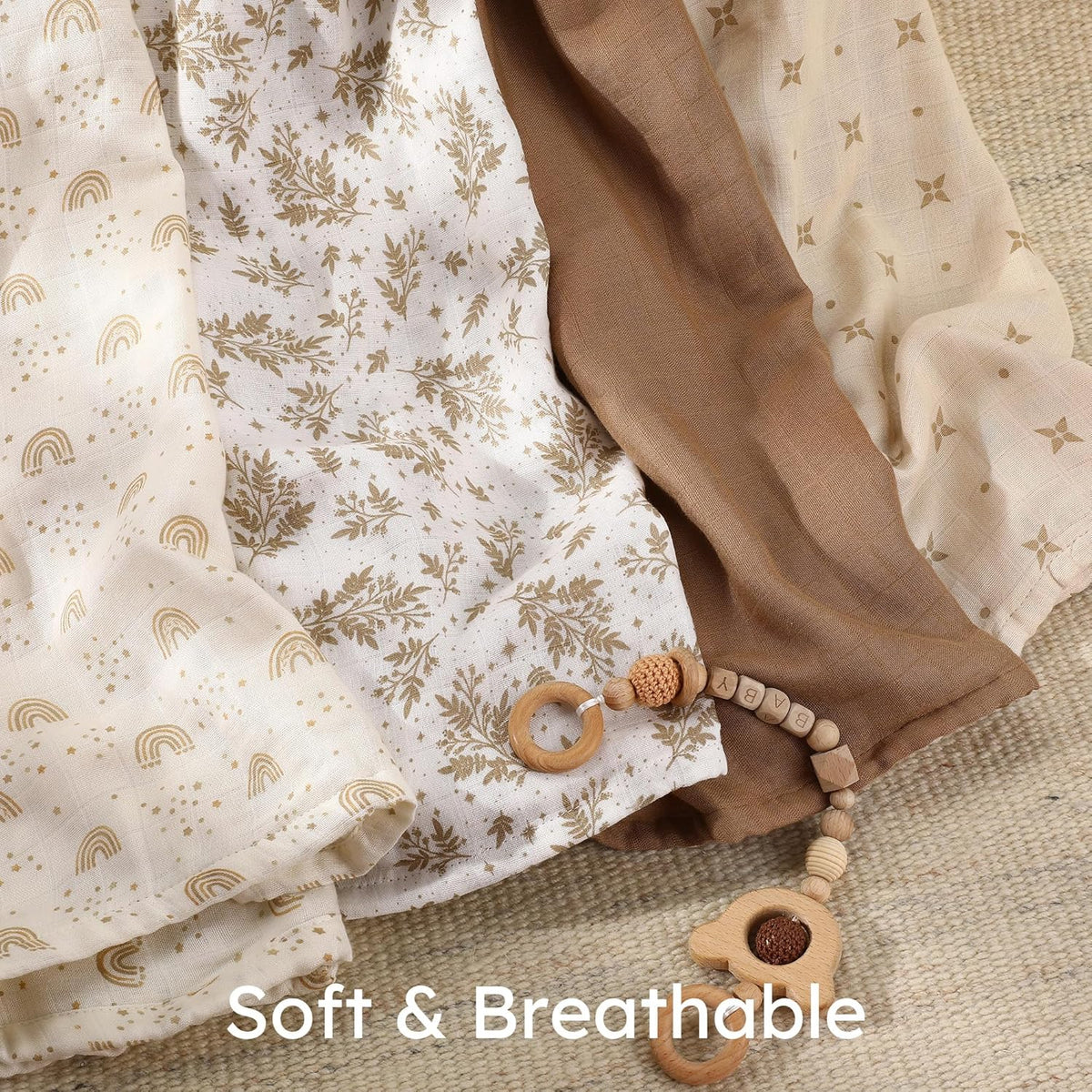 Yoofoss Organic Muslin Swaddle Blanket - Soft & Breathable 47 x 47 Inches for Newborns | Baby Essentials